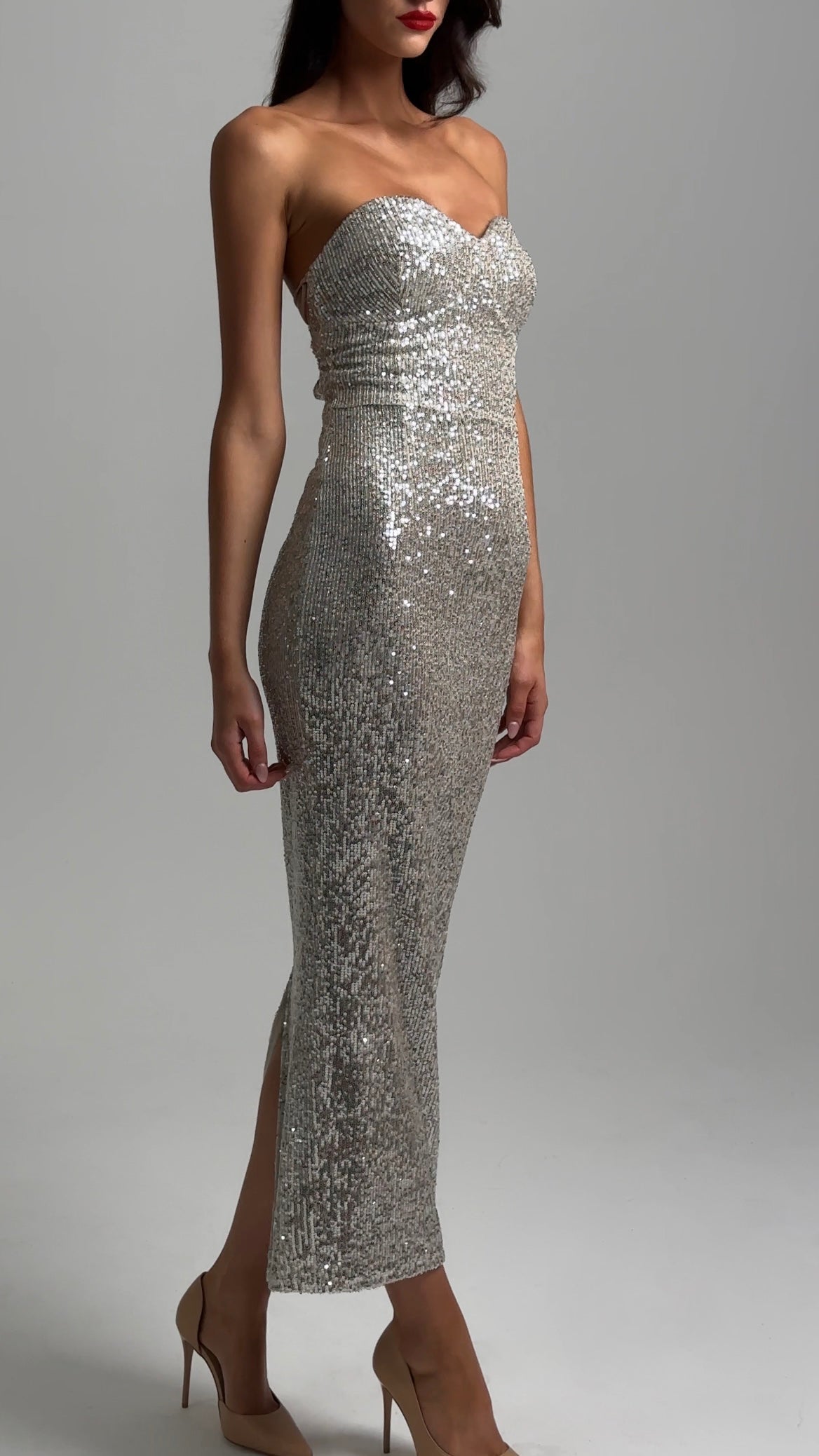 THE KT DRESS - OYSTER SILVER